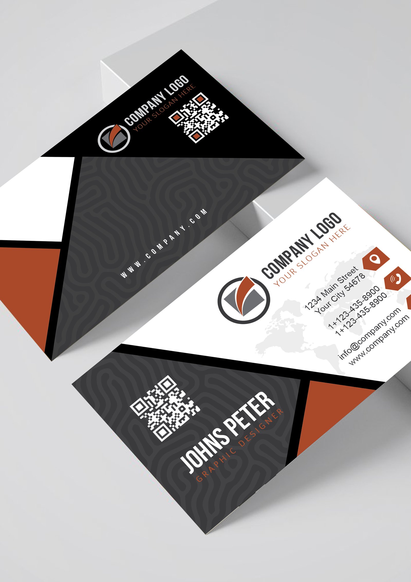 Clean Corporate Business Card Template Ai Brown